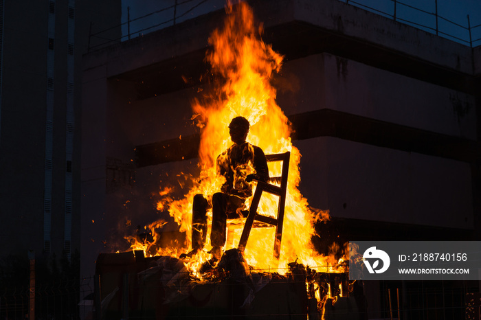 Marimanta burning in celebration of the carnival