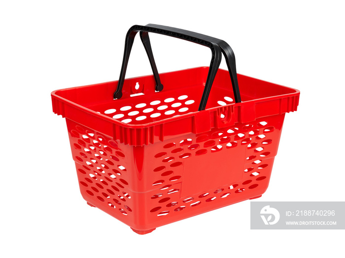 Close up of empty red shopping basket