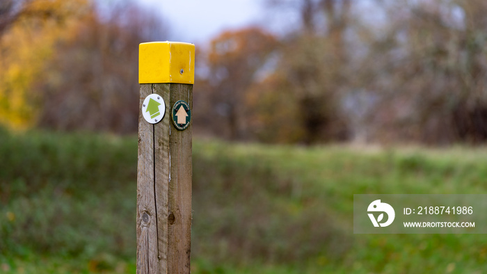 Public right of way walking path in the countryside