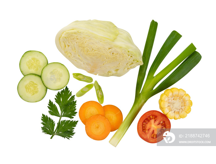 Set of fresh vegetables flat lay