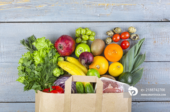 healthy, food, grocery, background, basket, bag, vegetables, fish, balanced, purchase,