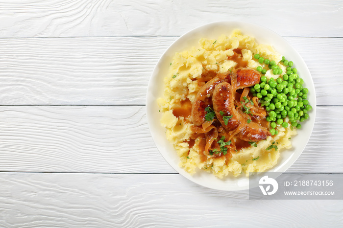 delicious Bangers and Mash on plate