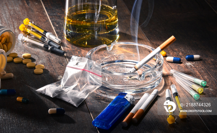 Addictive substances, including alcohol, cigarettes and drugs