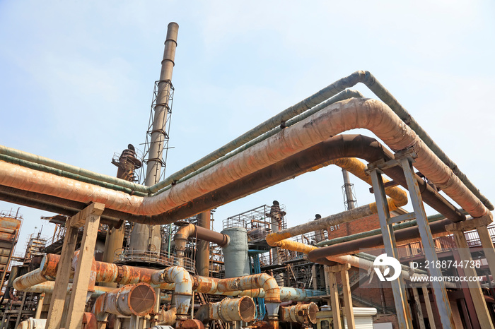 pipeline and chimney in the factory