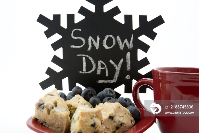 Appetizing blueberry scones start wintry snow day