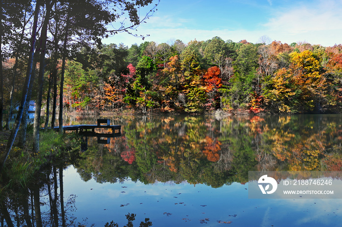 Sky Lake in the Fall on Madison County Nature Trail on Green Mountain of Huntsville, Alabama