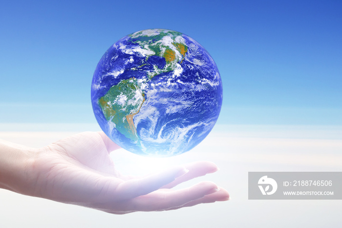 earth day, day protection global environment, world planet earth save, ecology and nature, globe in hand,Element of the image provided by NASA