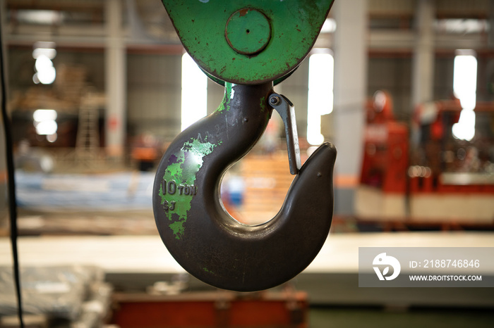 Metal hooks for heavy industrial lifting applications.