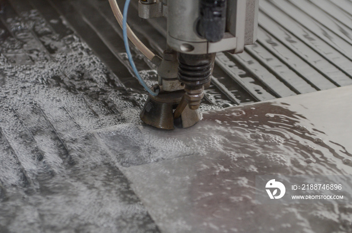 Water jet machine at work Cnc water jet machine