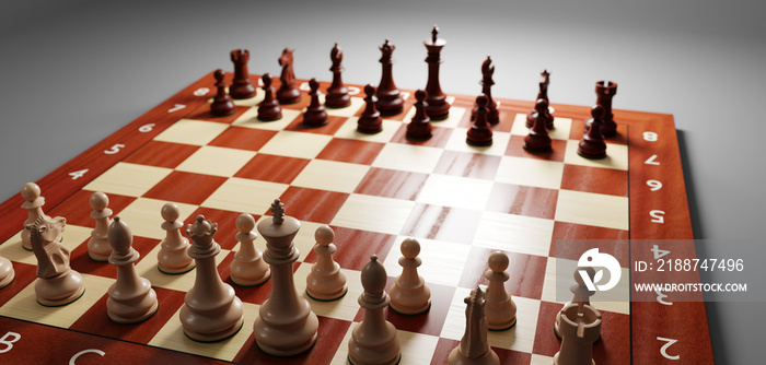 Chess game. Strategic desicion making. Plan and competition