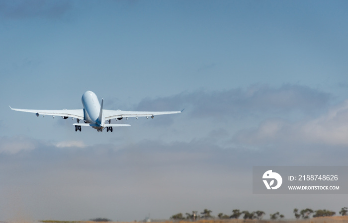 Jet aircraft taking off from regional airport