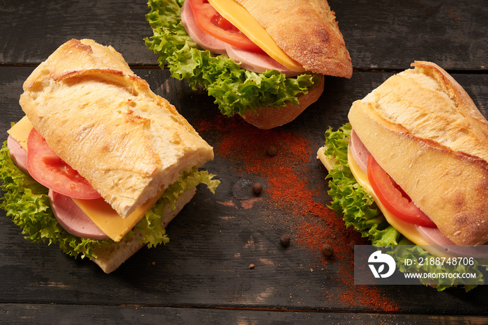 baguette Sandwiches on the table