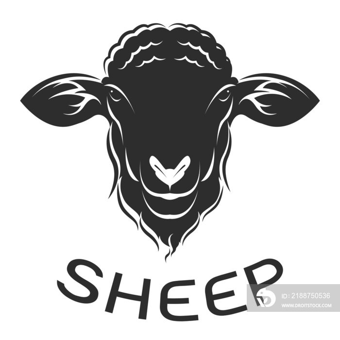 Vector of a sheep head isolated on transparent background. Farm Animals.