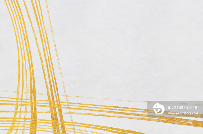 White washi paper texture with classy gold thread pattern. Abstract graceful Japanese style background.