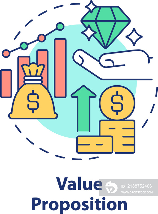 Value proposition concept icon. Company budgeting method. Valued targets abstract idea thin line illustration. Isolated outline drawing