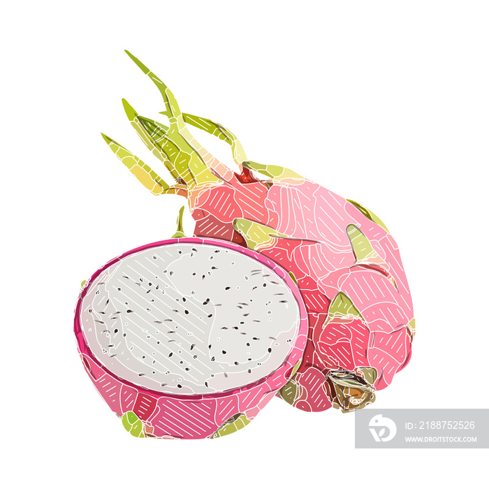 fresh fruit image design with color dividing line and transparent background