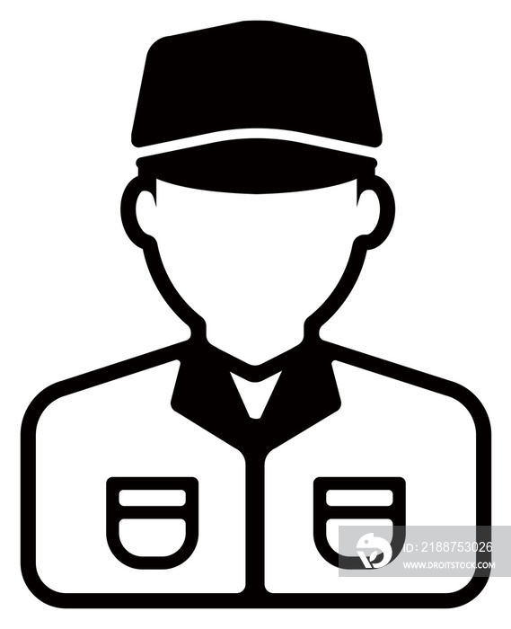 Worker avatar icon illustration (upper body) / blue collar worker, factory worker, janitor, service man	 / png ( background transparent )