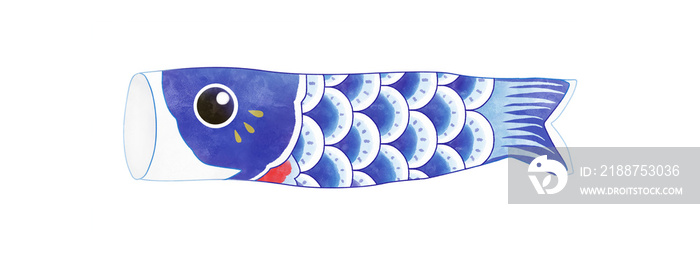 Blue carp streamer (koinobori) illustration PNG