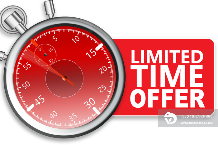 Limited time offer label with stop watch