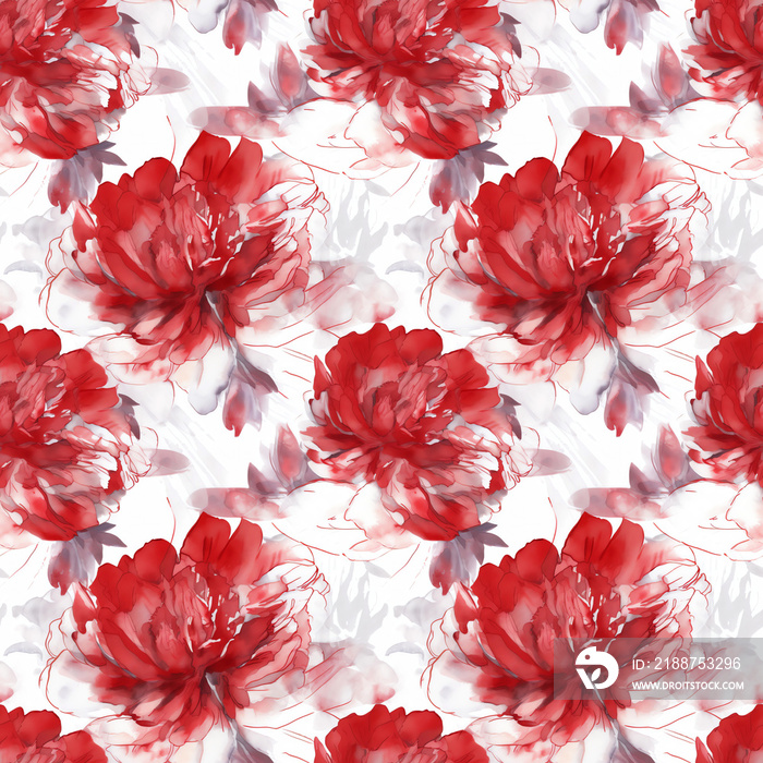 Peony - Seamless Floral Print - Seamless Watercolor Pattern Flowers - perfect for wrappers, wallpapers, postcards, greeting cards, wedding invitations, romantic events.