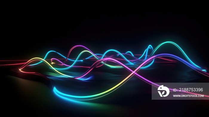 Neon glowing light wave. glow effect for music video background, dj graphics, vj background