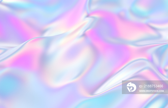 Abstract geometric crystal background, iridescent texture, liquid. 3d render.