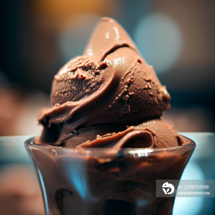 Chocolate gelato ice cream made with premium ingredients, chocolate, cacau, milk. A sophisticated dessert