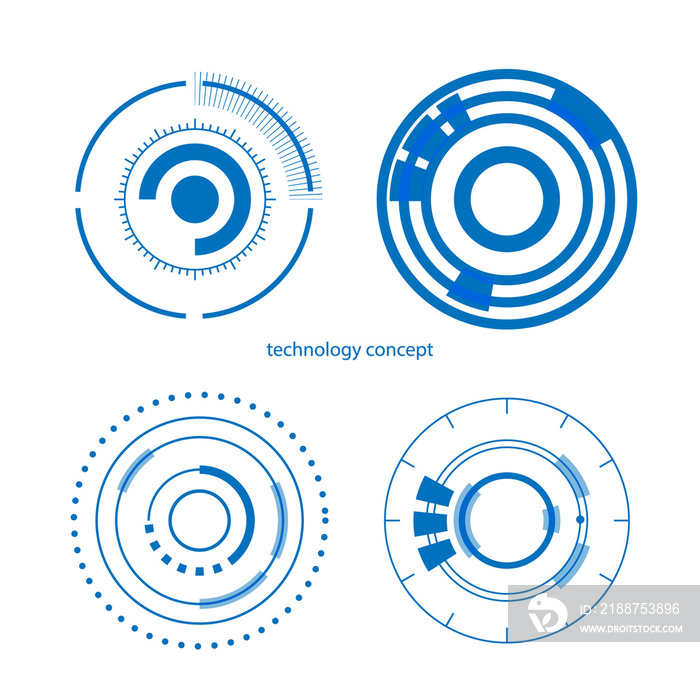 technology concept. HUD Circle User interface on blue background. circle elements for data infographics. set of sci fi modern user interface elements.