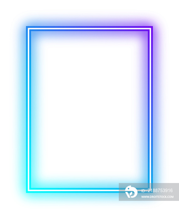 Blue purple neon square frame