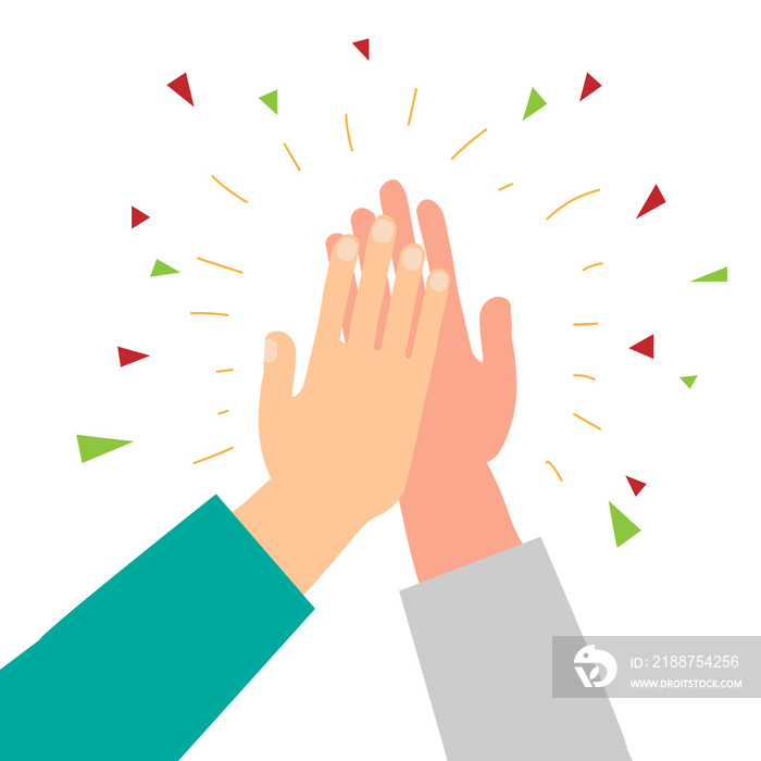 High five hands for succes teamwork wonderfull concept  vector illustration