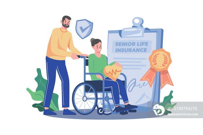 Senior Life Insurance Illustration concept on white background