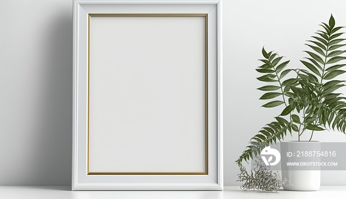 Modern Minimalist Frame Mockup on White Wall