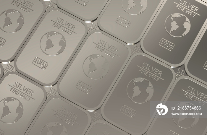 silver bullion wallpaper 3d illustration rendering