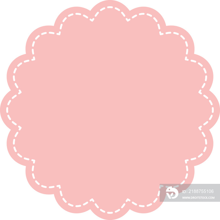 Blank cute pastel pink scalloped shape icon. Flat design .