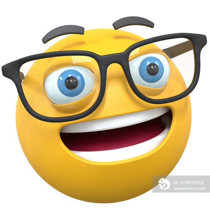 3d render icon nerd eyeglasses emoji