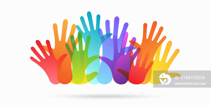 hands of different colors. cultural and ethnic diversity, illustration