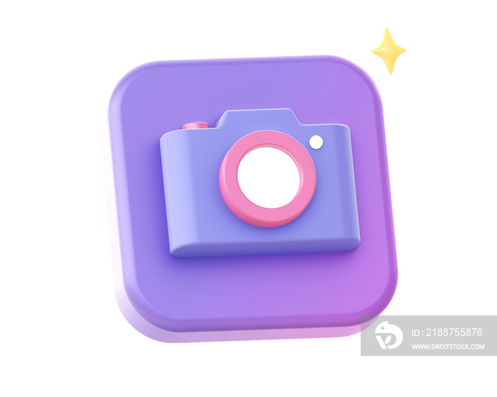 3d render of purple camera side icon for UI UX web mobile apps social media ads designs