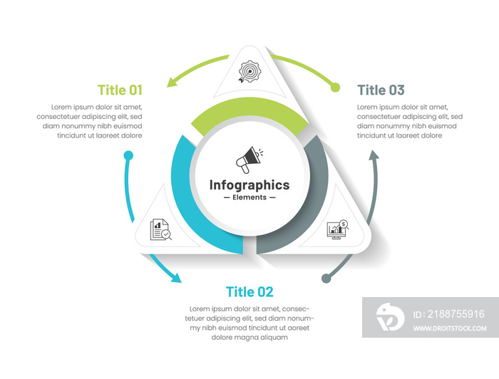 Infographic 3 steps. Triangle style