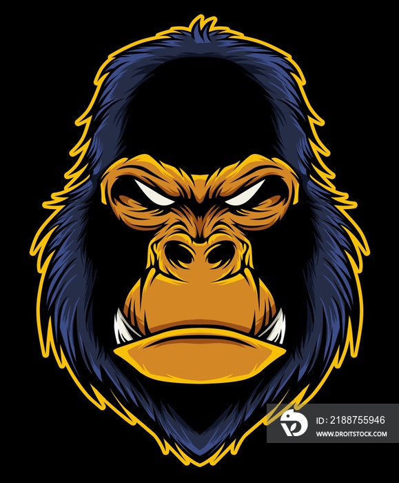 Gorilla Head Mascot Illustration