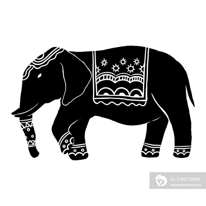 illustration of  elephant in Scandinavian hand drawn style design