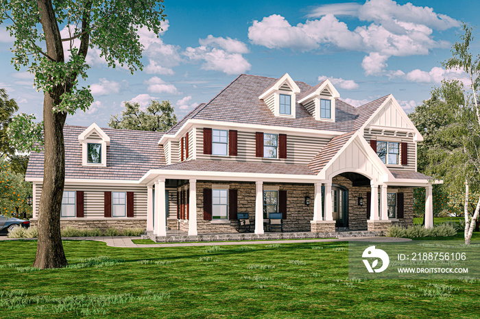 3d beautiful house exterior render