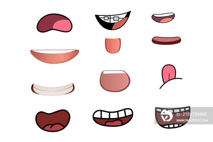 set of mouth on white background.