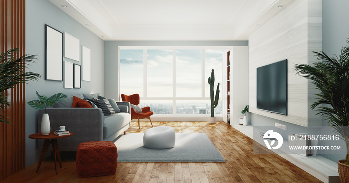 Living room, 3d rendering