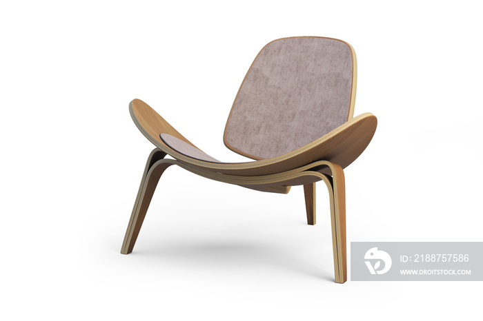 Wooden chair with textile seat. 3d render