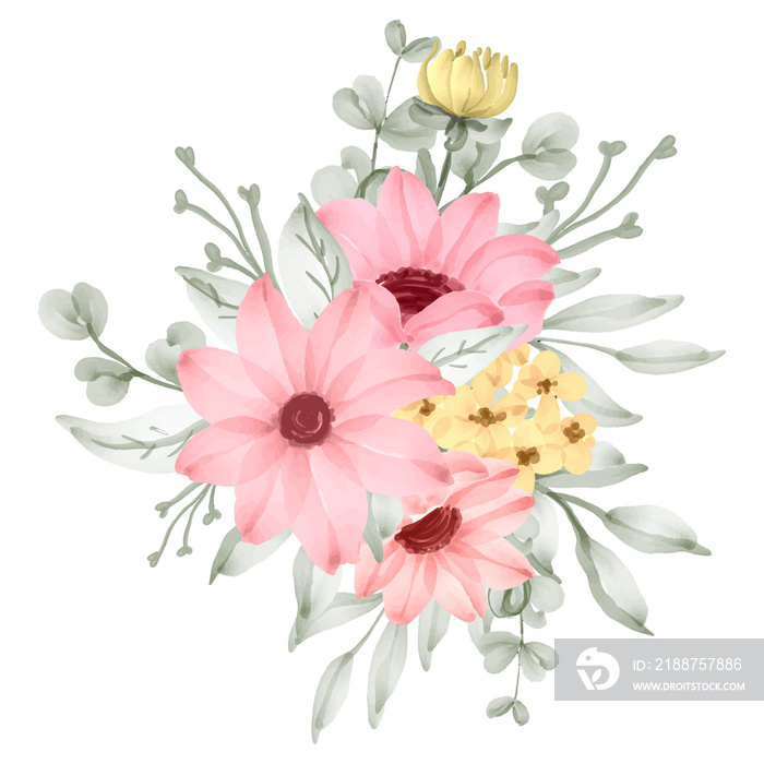 daisy flower bouquet watercolor