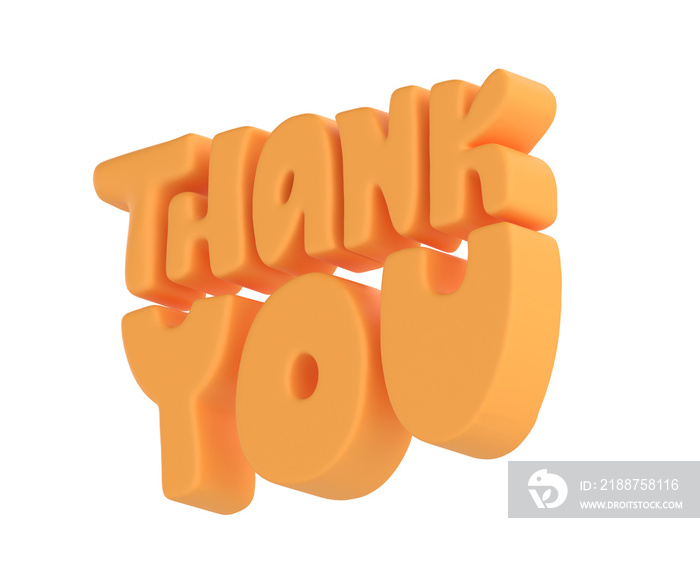 Thank you orange lettering 3d text icon hand drawn, thanksgiving day Cute illustration isolated transparent png background