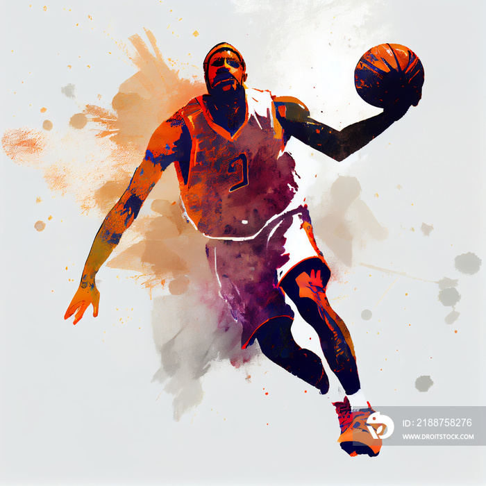 Basketball player illustration character in abstract style