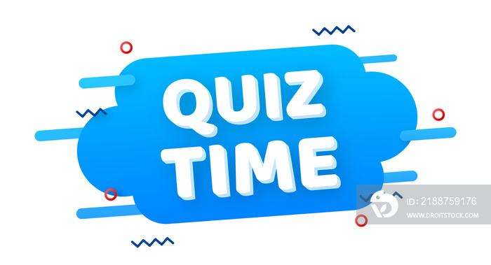 Quiz time logo with clock, concept of questionnaire show sing, quiz button, question competition.  stock illustration.
