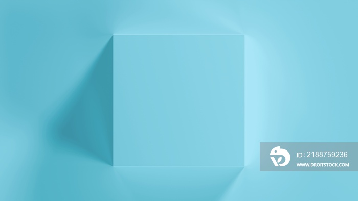 青色の正方形の箱を俯瞰した3D背景テンプレート素材