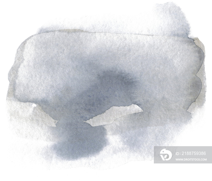 Watercolor abstract gray stains. Cut out hand drawn PNG  on transparent background. Watercolour clipart drawing.